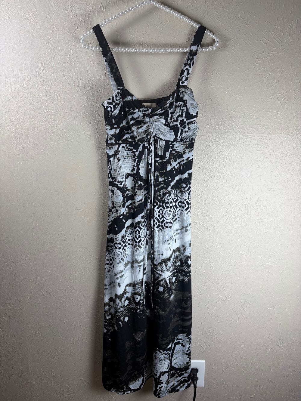 Jonathan Martin Dress Size Small Midi Black White Sleeveless Preppy Y2K Retro